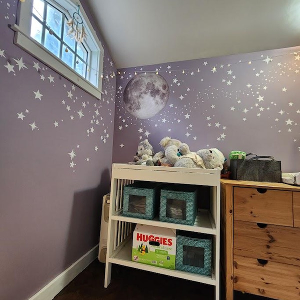 Moon and Stars Wall Decal Sticker - Moon Wall Stickers - Peel and Stick ...