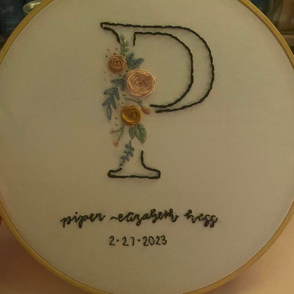Floral Initial - 26 Letters || Embroidery Hoop Art PDF Pattern With ...
