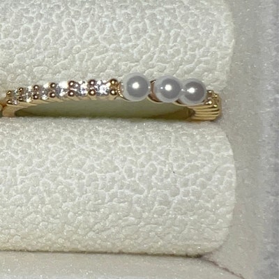 Pearl Ring, Dainty Pearl Ring, Gold Pearl Ring, Stacking Ring, Simple ...