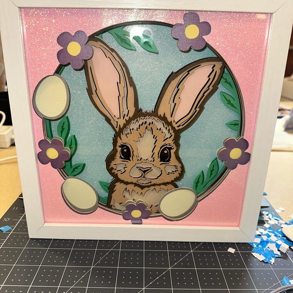 Easter Bunny Shadow Box SVG Template, 3D Layered SVG for Cardstock ...