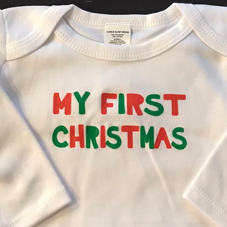 Baby Boys First Christmas Outfit, Personalized Baby Santa Hat, Unisex Baby&#39;s 1st Christmas Clothes for Newborn Boys or Girl, Red and Green,