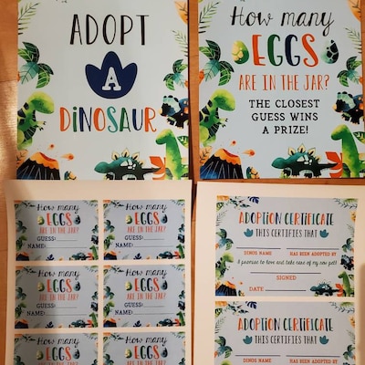 Adopt a Dinosaur Sign Dino Birthday Table Adopt a Pet Decor Printable ...