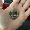 Custom Engraved Personalzed Stanless Steel Heart Shape W/ Pnk Rhnestones Dog Tag Pet D Name