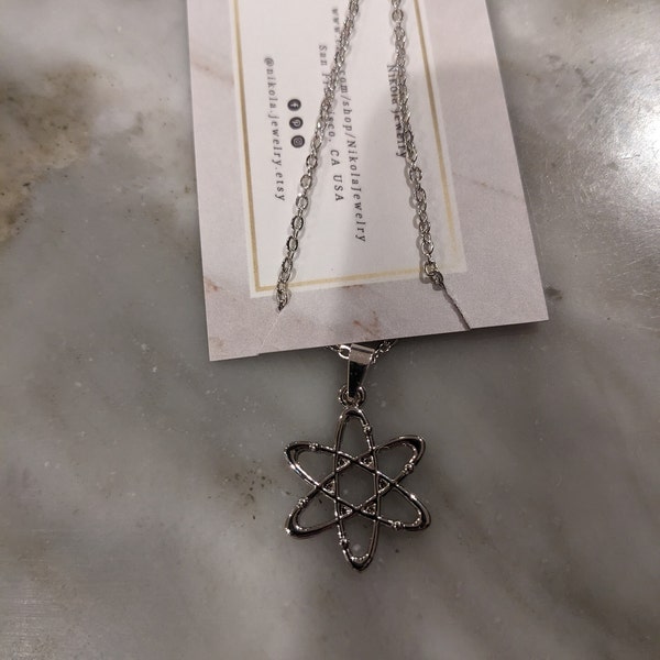 Silver Atom Necklace: Science Geek Gift, Choice of Chain - Etsy