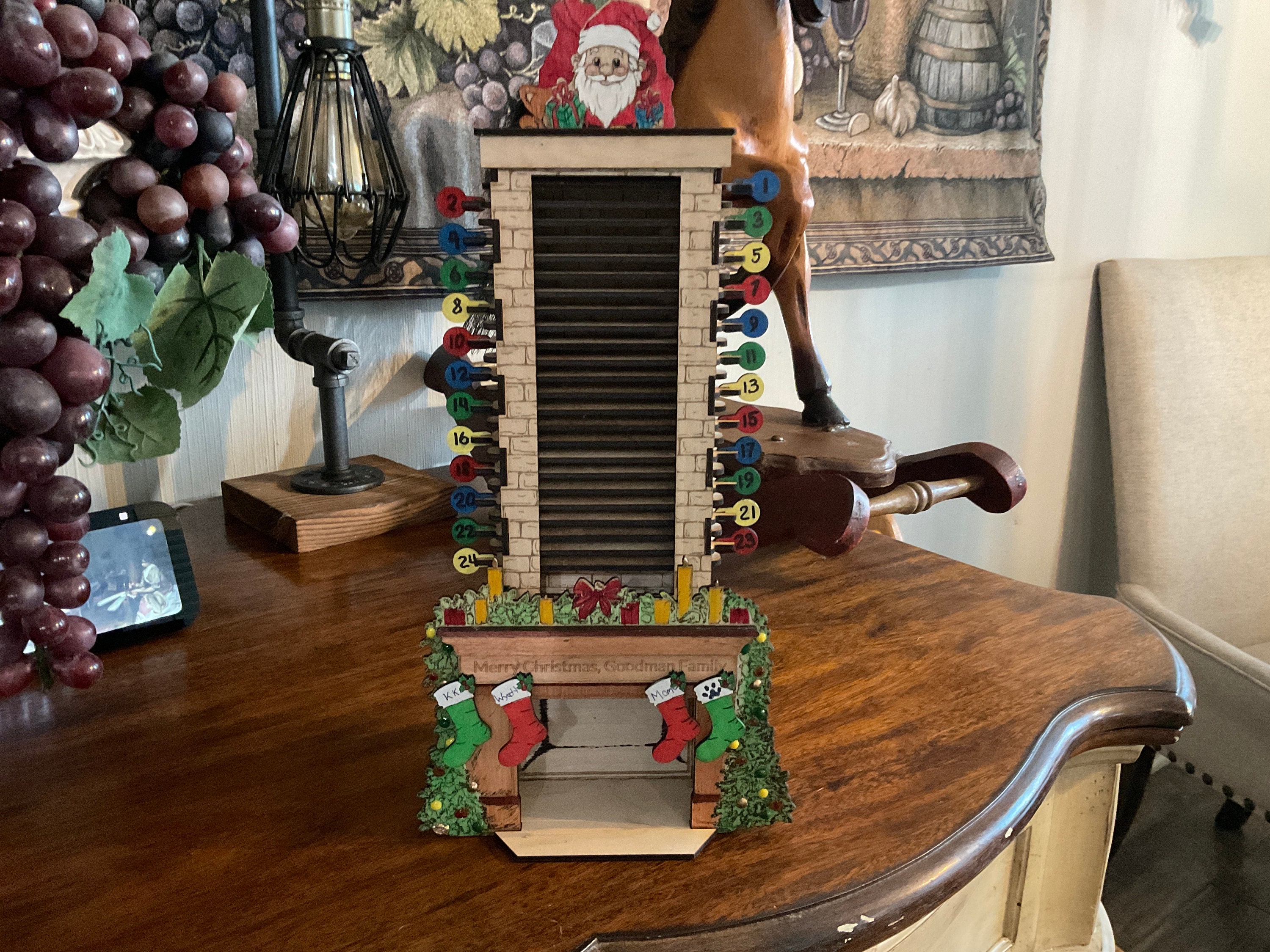 Santa in the Chimney, Christmas Advent Countdown Calendar, Laser Cutting