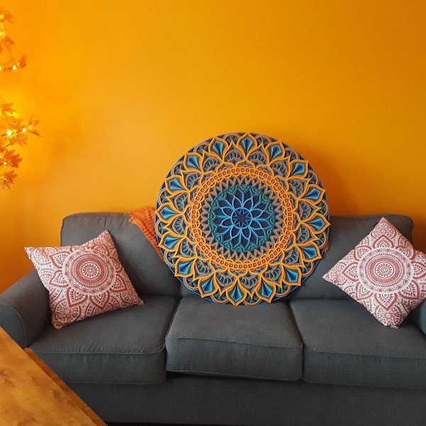 Multilayer Colorful Mandala - Mandala Wall Art, Living Room Wall Art - Etsy