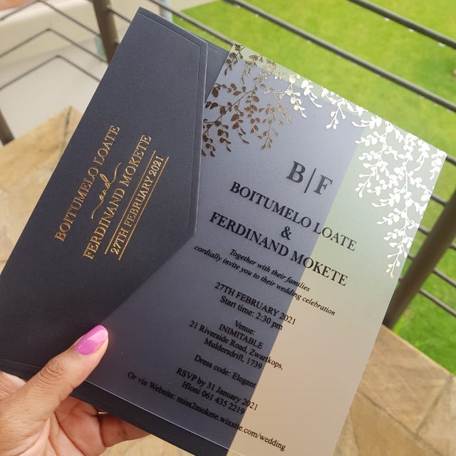 diy acrylic wedding invitation card with foils