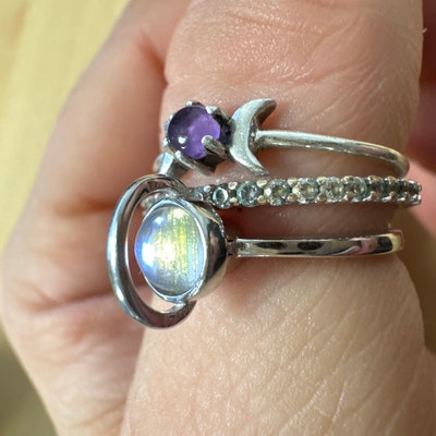 Sterling Silver Rotatable Planet Ring, Fidget Ring, Adjustable Size ...