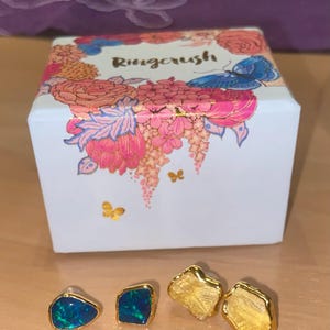 Customer photo from Friederike, Large Raw Australian Opal Stud Earrings