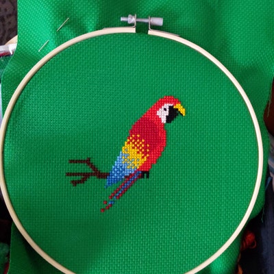Red Parrot Modern Counted Cross Stitch Pattern Instant Download PDF - Etsy