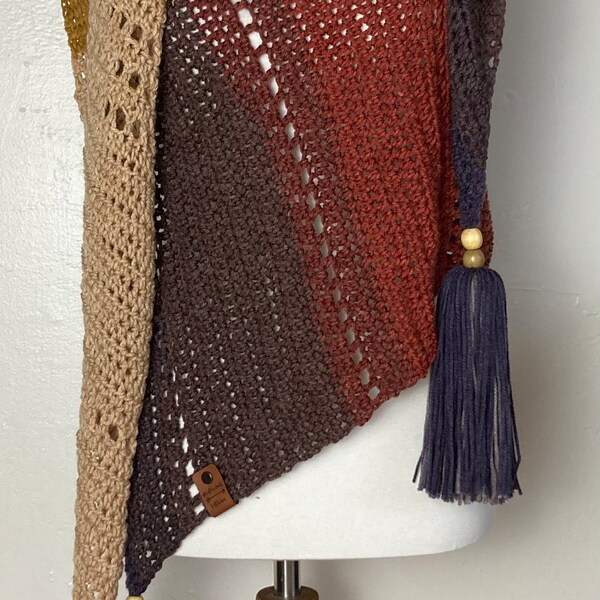 Crochet Pattern // Triangle Striped Lace Eyelet Ombre Shawl Scarf ...
