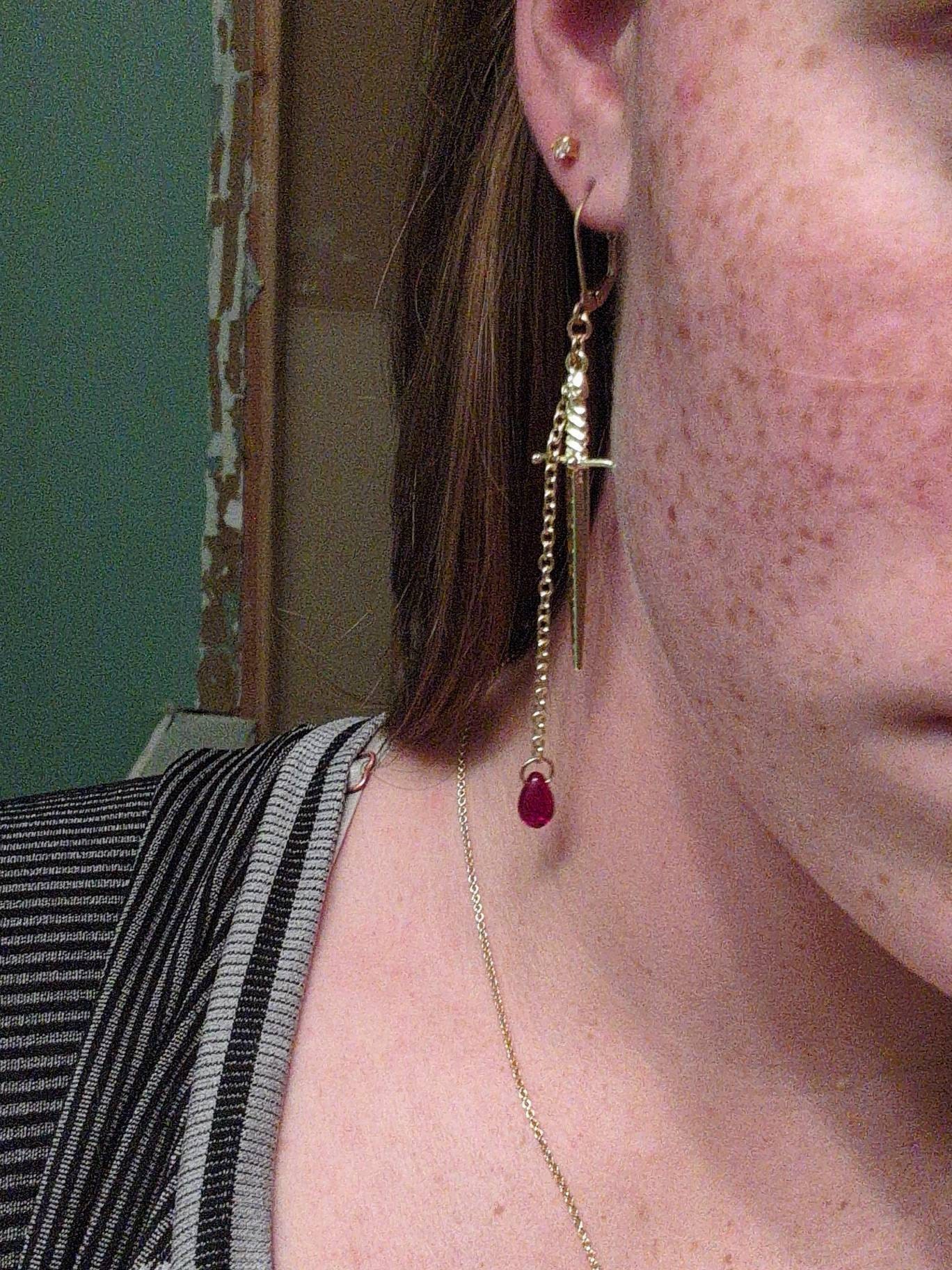 Sword and Blood Drop Earrings