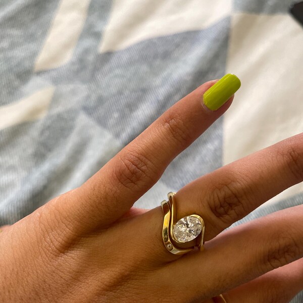 14k Gold Baguette Diamond Promise Ring, Solid Gold Simple Solitaire ...