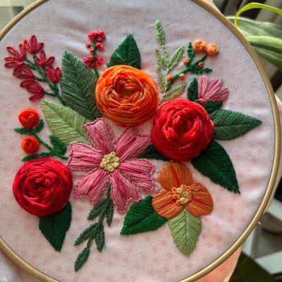 PDF Pattern Fresh Flowers, Flower Cart Floral Stand Embroidery ...