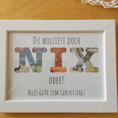 Geldgeschenk zum Geburtstag Du wolltest doch... NIX oder Etsy.de