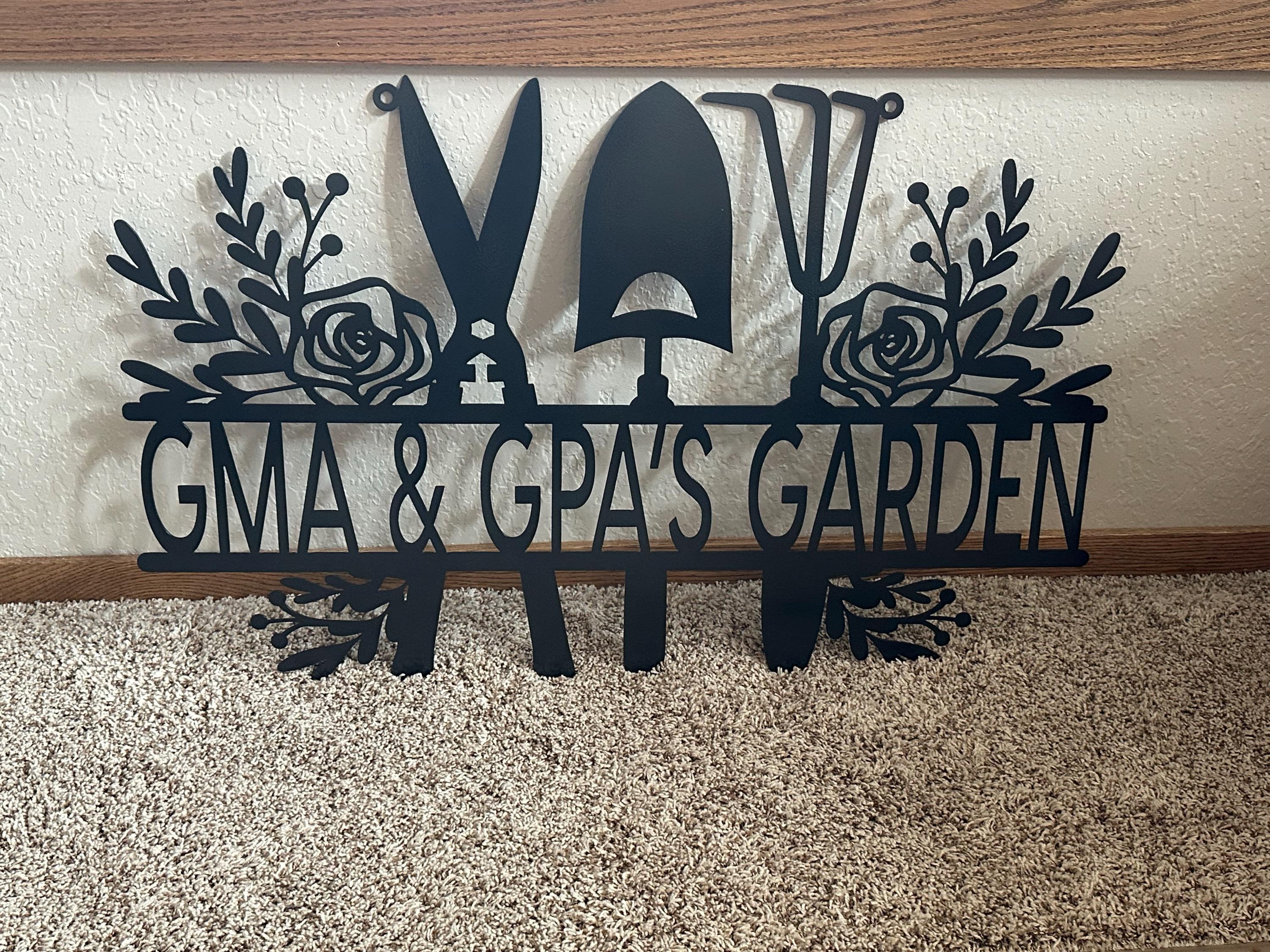 Custom Metal Garden Sign, Customizable, Rose Garden Sign, Garden or Greenhouse Decor, Personalized Metal Sign, Garden Sign with Roses.