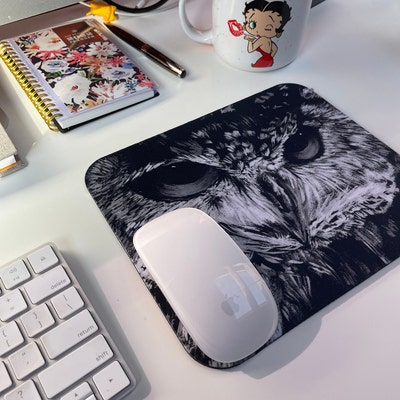 Groove Rose Mouse Pad rectangle, Retro Pink and Orange Desk Accessories ...
