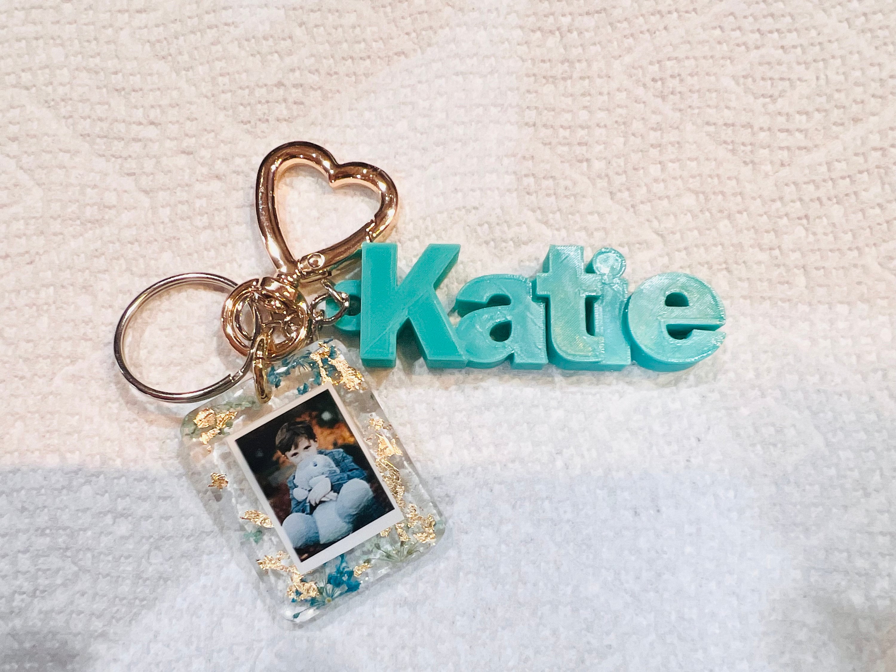 Personalized Photo Gold Keychain, Customize W/Your Photo,  Resin Photo Keychain, Personalized, Anniversary Gift, Photo Keychains, Pets