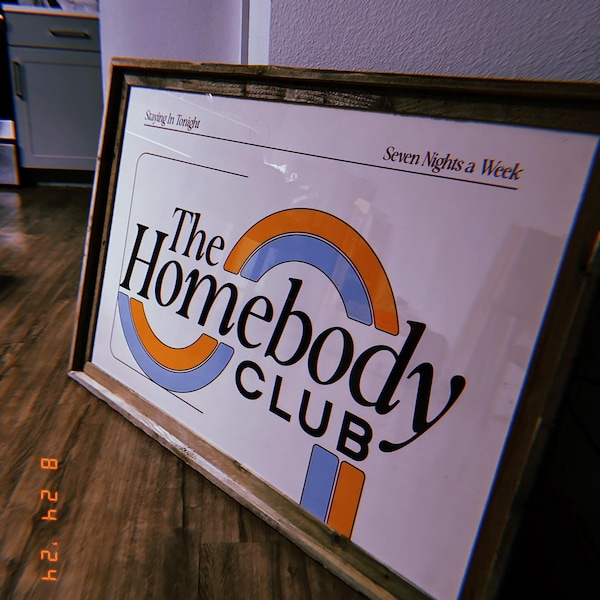 Poster da parete The Homebody Club, stampabile in rosa, stampa con citazione estetica accogliente, download digitale, decorazione per la