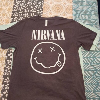 Nirvana Smile Face T-shirt, Cute Women Nirvana Shirt, Nirvana Tee ...