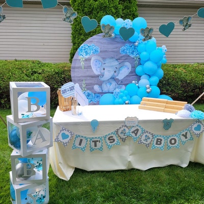 Elephant Baby Shower in Blue and Gray Party Kit, Elephant Baby Shower ...