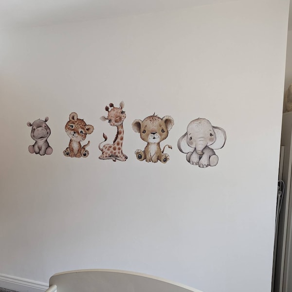 Baby Giraffe Lion Elephant Wall Sticker | Jungle Animal Nursery Decor ...
