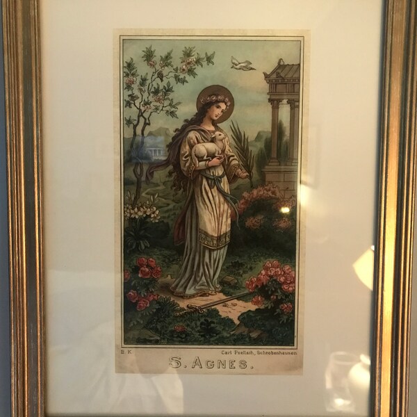 St. Agnes of Rome – Based on a Vintage Holy Card - Etsy