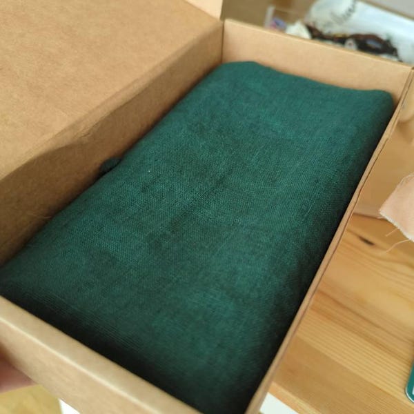 Linen fabric Forest green main image 1