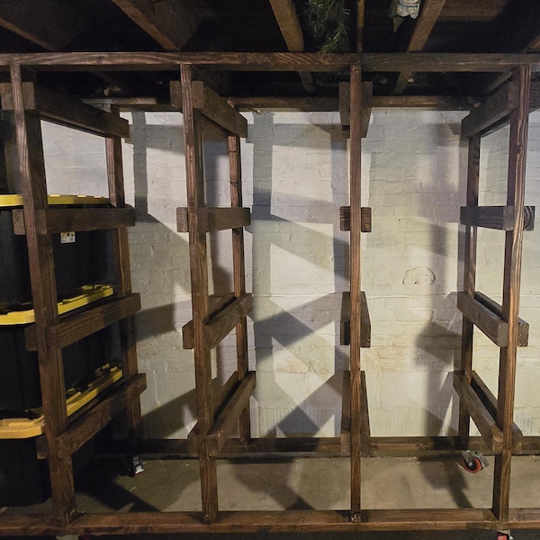 Mobile Tote Storage Rack | 27 Gallon Storage Tote Rack Plans | DIY Tote ...