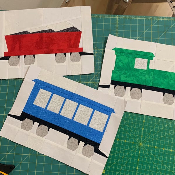 Model Train Quilt Pattern Locomotive Train Quilt Block Patterns. Five Quilt Blocks. Includes ...