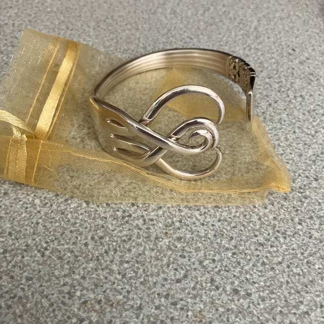 Vintage Silver Plated Fork Bracelet Bangle Handmade