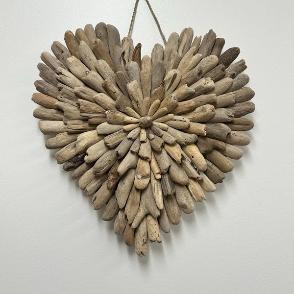 DRIFTWOOD HEART Wall HANGING | Unique Rustic Beach Decor | 40 Cm ...
