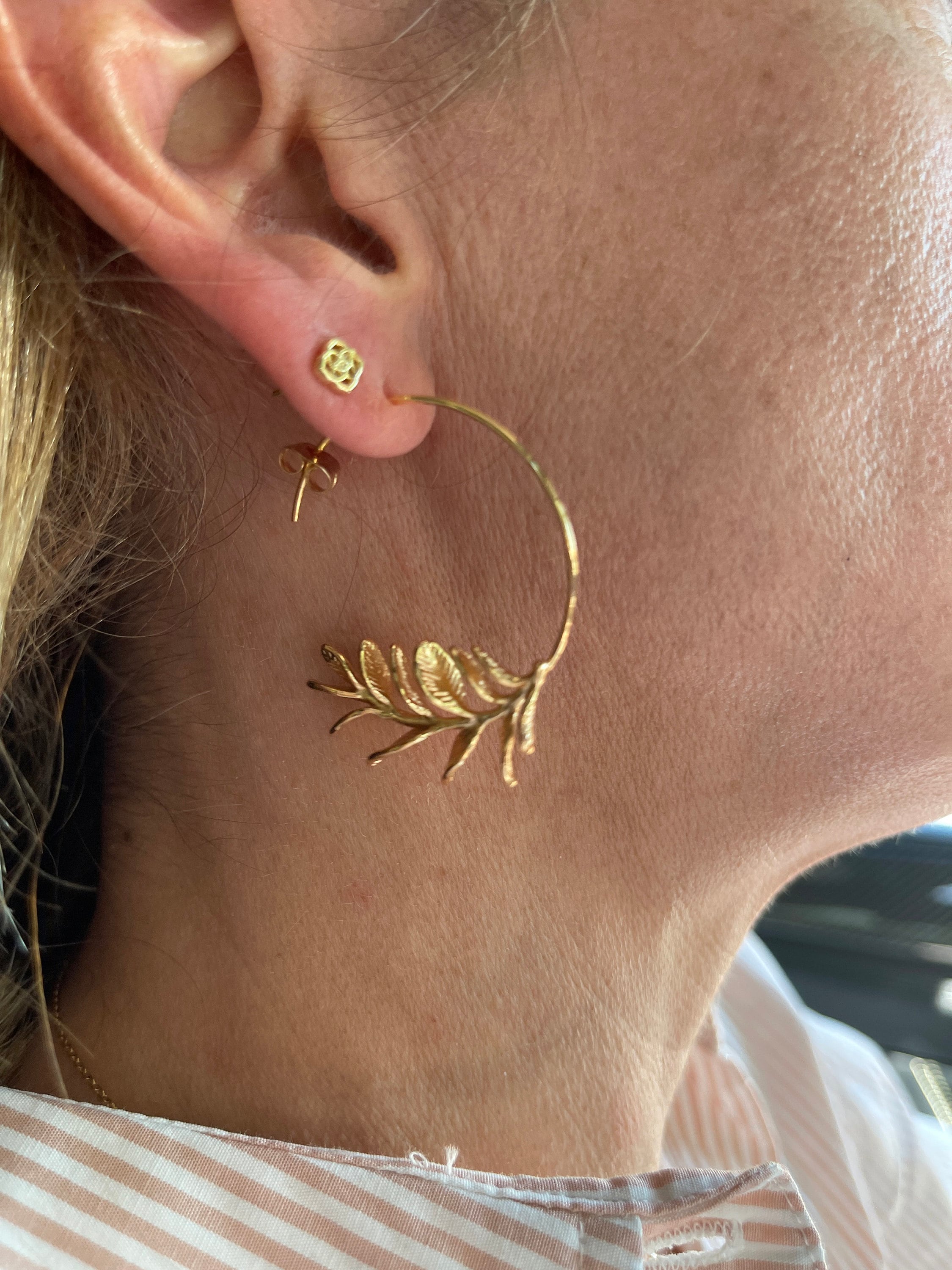 RosmarinBlatt Ohrringe, Gold Silber Blatt Ohrringe, Realistische Zweig Zweig Ohrringe, Geschenk für die beste Freundin, 30. Geburtstagsgeschenk