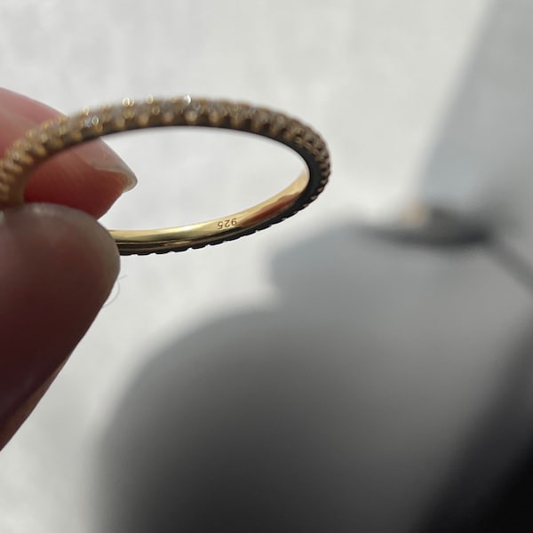 Dainty Diamond Stacking Eternity Ring Gold Minimalist Ring CZ Ring ...
