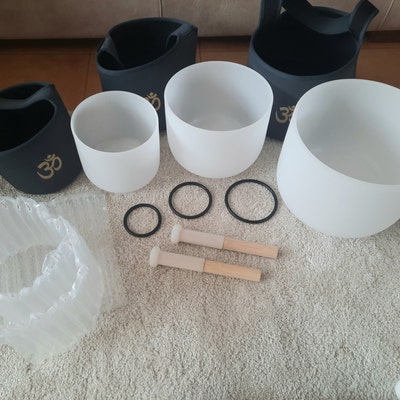 Set Di 7 Ciotole Di Quarzo Sintonizzate A 432 Hz – Note Da 8" A 14", Purezza 99.99%, Con Custodie - 2