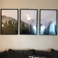 3 Piece Forest Wall Art Print, Set of 3 Forest Landscape Art, Green ...