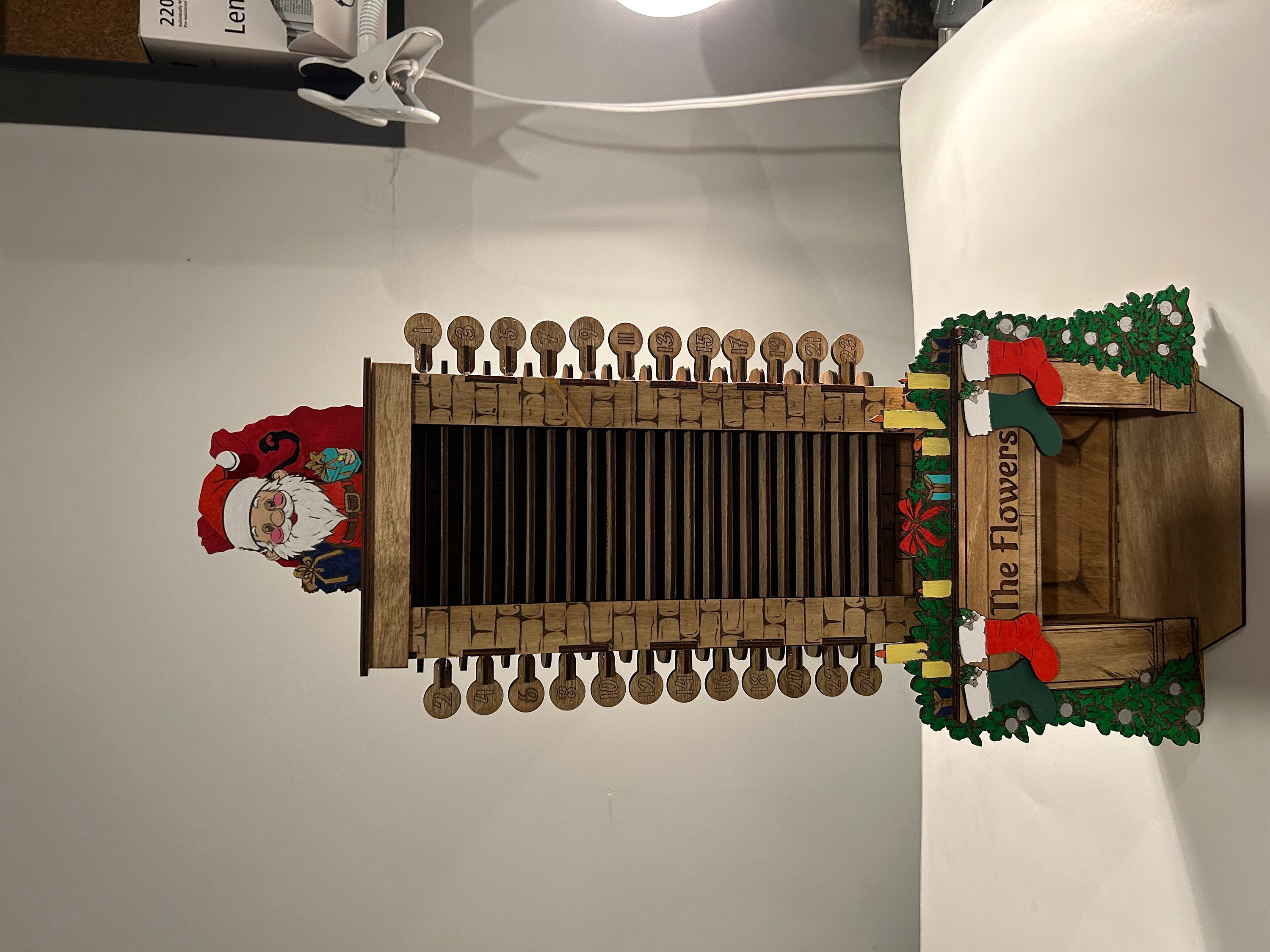 Santa in the Chimney, Christmas Advent Countdown Calendar, Laser Cutting