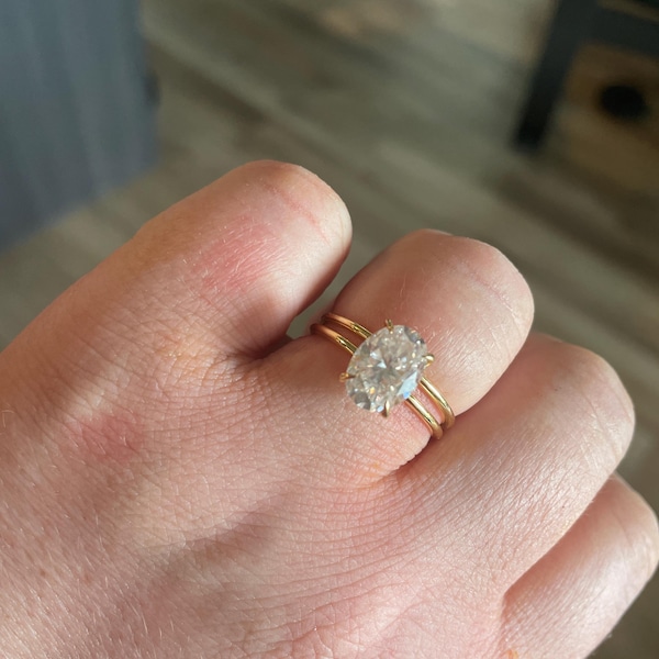 3 CT Radiant Cut Moissanite Trio Bridal Ring Set Engagement Ring Set ...