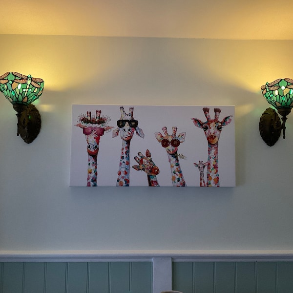 Funky Giraffes Wall Art Canvas Print Picture Home Decor Animals ...