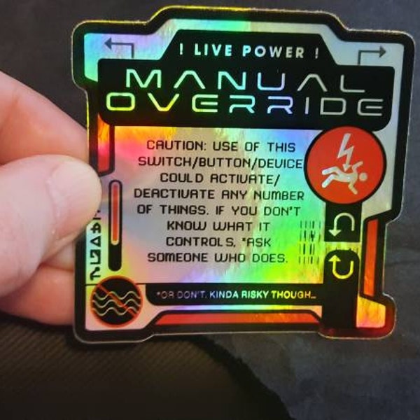 Manual Override! Holographic Vinyl Decal - Device Offline Cyberpunk ...