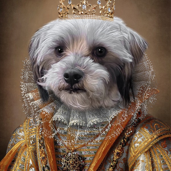 CUSTOM PET PORTRAIT, Royal Pet Portrait, Royal Dog Painting, Gift for ...