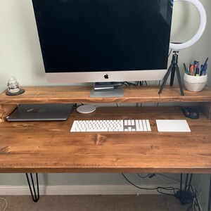 Industrielle Schreibtisch Mit Monitor Stand Zuruckgefordert Etsy