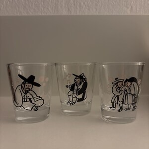 色が変わる焼酎グラスセット（3個/60ml） - 韓国伝統の民俗絵画 キム