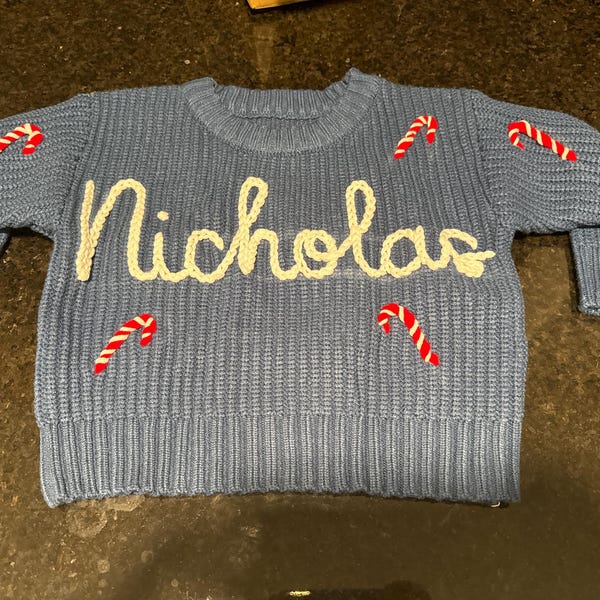 Personalized Baby Sweater - Custom Name Embroidered Knit Sweater For Newborns & Toddlers, Cotton, Sizes 0-3M To 5T