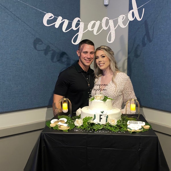 Engaged Banner, Engagement Party, Gold Glitter Party Decorations ...