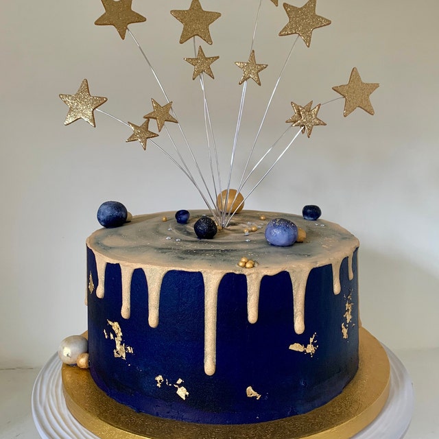 Gold and Black Star Cake Topper , 