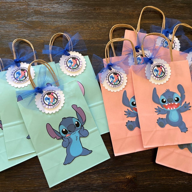  20 bolsas de regalo de fiesta Lilo Stitch con asas, bolsas de  regalo de papel Lilo Stitch, bolsas de regalo, bolsas de regalo de fiesta  para niños y niñas, suministros de