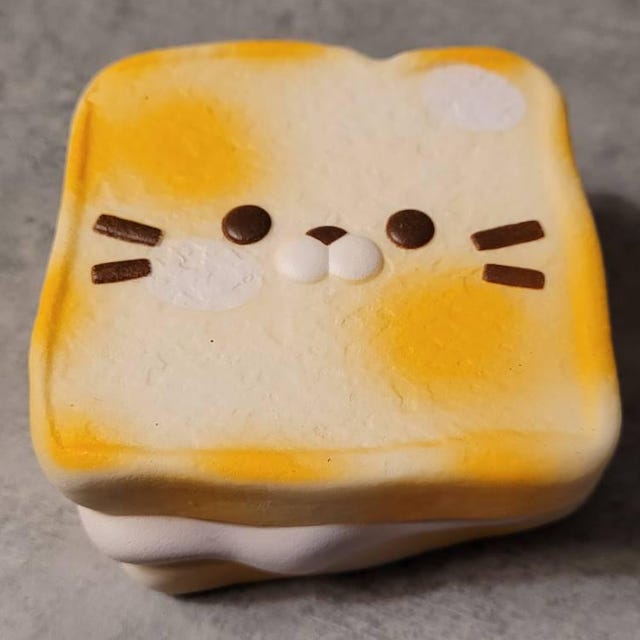 猫トーストタバスクイーズトイ - 子供と大人のためのストレス解消