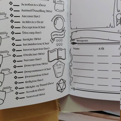 D&amp;D Character Booklet / Journal Character Stats and Notes Sections A5 ...