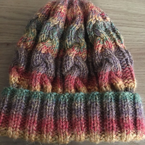 Hat KNITTING PATTERN - Cable Knit Beanie Pattern, Classic Aran Cable ...